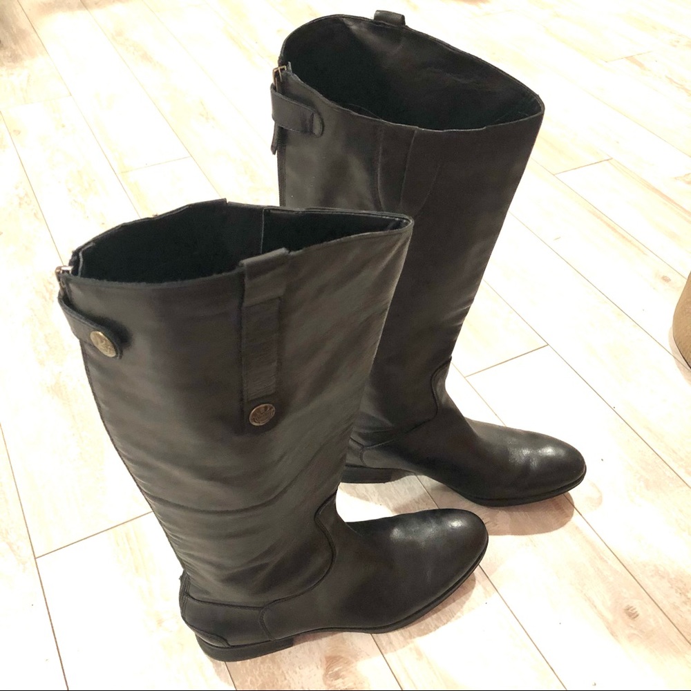 Sam Edelman Penny black leather knee high boots 10